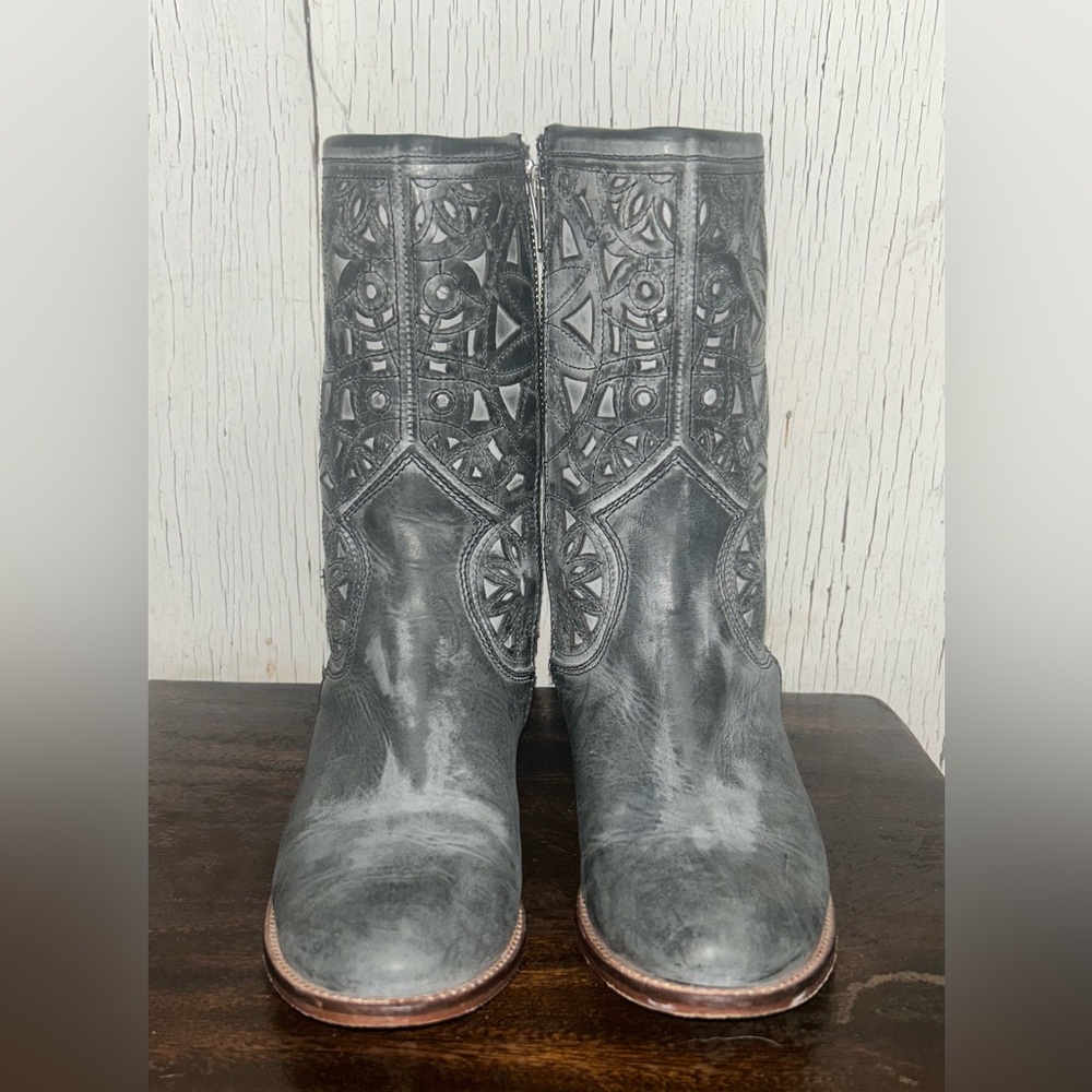 Patrons of Peace Floral Gray Heeled Boots - Picture 2 of 8